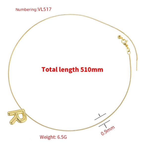 Copper 18K Gold Plated Letter Pendant Necklace