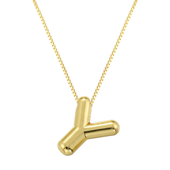 Copper 18K Gold Plated Letter Pendant Necklace
