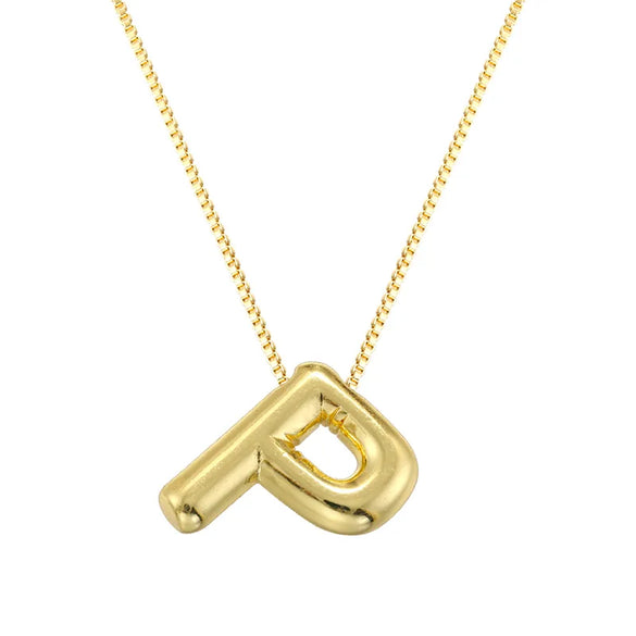 Copper 18K Gold Plated Letter Pendant Necklace