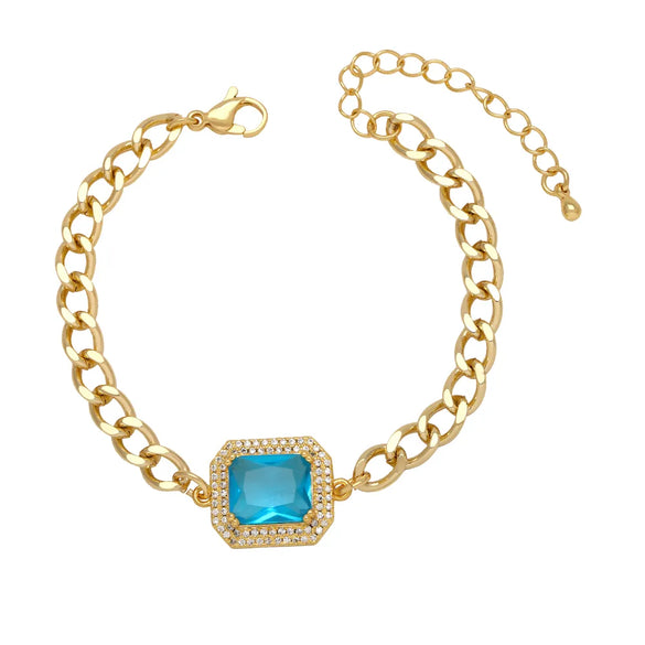 Copper 18K Gold Plated Modern Style Simple Style Plating Inlay Square Zircon Bracelets