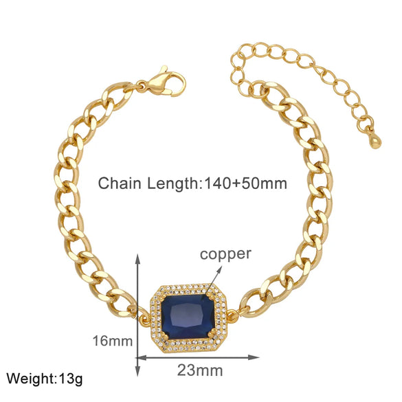 Copper 18K Gold Plated Modern Style Simple Style Plating Inlay Square Zircon Bracelets