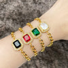 Copper 18K Gold Plated Modern Style Simple Style Plating Inlay Square Zircon Bracelets
