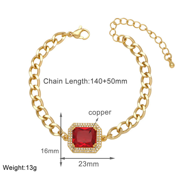 Copper 18K Gold Plated Modern Style Simple Style Plating Inlay Square Zircon Bracelets