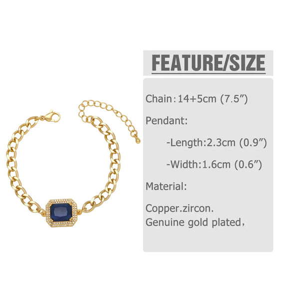 Copper 18K Gold Plated Modern Style Simple Style Plating Inlay Square Zircon Bracelets