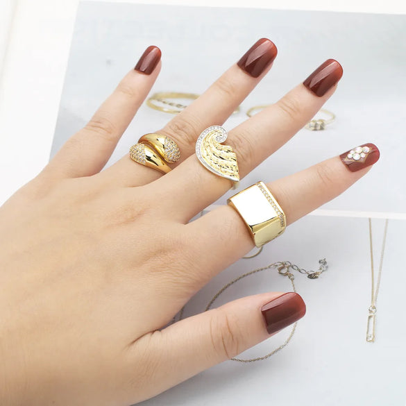 Copper 18K Gold Plated Modern Style Simple Style Plating Inlay Water Droplets Wings Zircon Open Rings