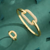 Copper 18K Gold Plated Plating Inlay Solid Color Zircon Bangle