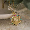 Copper 18K Gold Plated Retro Sun Devil'S Eye Inlay Zircon Pendant Necklace