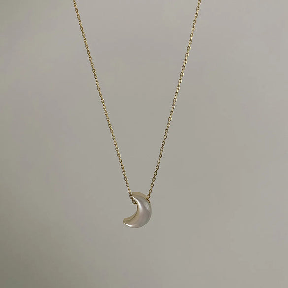 Copper 18K Gold Plated Simple Style Artistic Star Moon Flower Inlay Shell Necklace