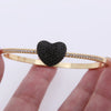 Copper 18K Gold Plated Simple Style Classic Style Enamel Inlay Heart Shape Zircon Bangle