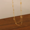 Copper 18K Gold Plated White Gold Plated Chain Inlay Shell Crystal Double Layer Necklaces