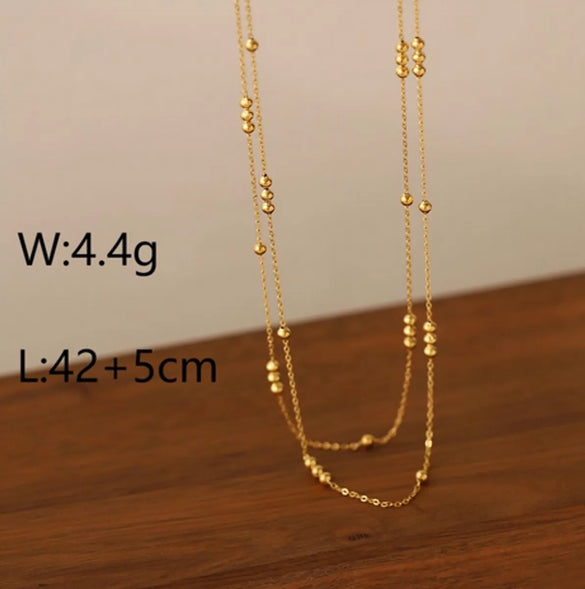 Copper 18K Gold Plated White Gold Plated Chain Inlay Shell Crystal Double Layer Necklaces