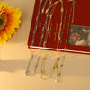 Copper 18K Gold Plated White Gold Plated Chain Inlay Shell Crystal Double Layer Necklaces