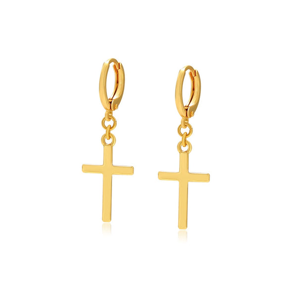 Copper Alloy Goldplated Cross Earrings For Women