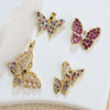 Copper Animal Butterfly Purple Colored Diamond Zircon Electroplated Women's Necklace And Earrings Pendant Accessories