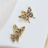 Copper Animal Butterfly Purple Colored Diamond Zircon Electroplated Women's Necklace And Earrings Pendant Accessories