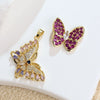 Copper Animal Butterfly Purple Colored Diamond Zircon Electroplated Women's Necklace And Earrings Pendant Accessories