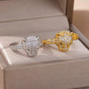Copper Animal Leopard Head Open Ring Electroplated With Colorful Zircon Microinlay