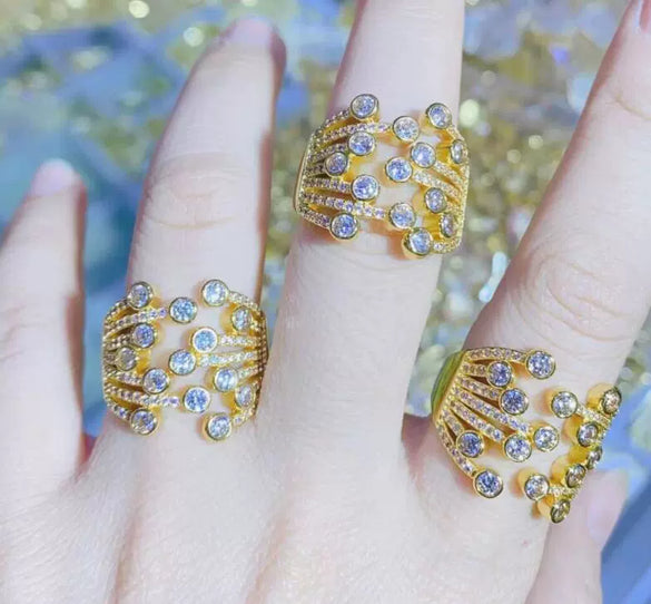 Copper Animal Ring With Micro Inlaid Zircon Snake Shaped Butterfly And Peacock Design Micro Inlaid Jewelry