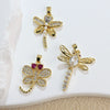 Copper Animal Zodiac Microinlaid 18K Goldplated Jewelry Dragonfly Pendant For Women