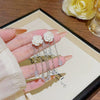 Copper Asymmetric Flower Tassel Earrings Inlaid Zircon Simple Fashion For Women