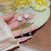 Copper Asymmetric Flower Tassel Earrings Inlaid Zircon Simple Fashion For Women