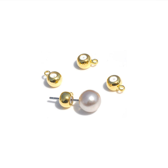 Copper Ball Ear Plug And Stud Handmade Jewelry With 14K Gold Electroplated Treatment