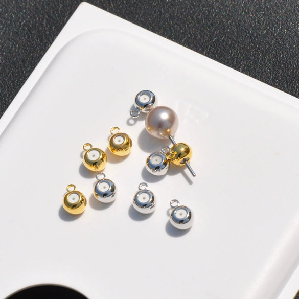 Copper Ball Ear Plug And Stud Handmade Jewelry With 14K Gold Electroplated Treatment