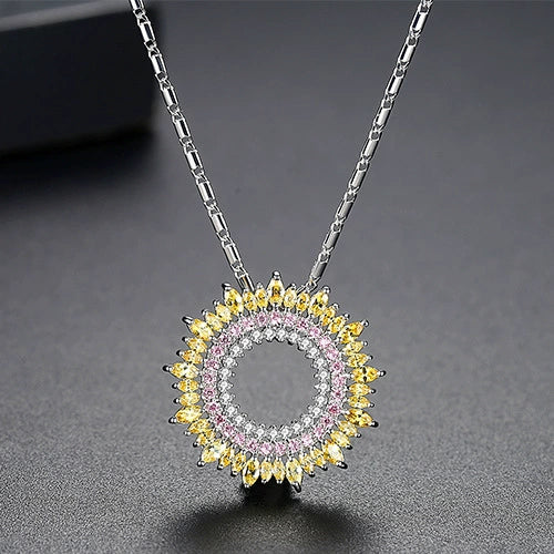 Copper Bamboo Chain Necklace With Zircon Inlaid Geometric Pendant Fashion Jewelry For Women Wholesale