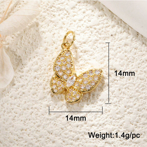 Copper Bee Butterfly Dragonfly Owl Dripping Oil Style Necklace Pendant Diy Accessories With Zircon Abalone Shellfish White Shellfish