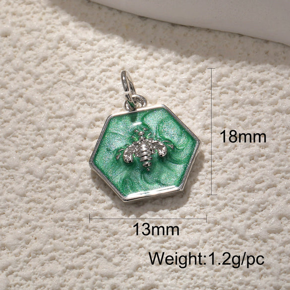 Copper Bee Butterfly Dragonfly Owl Dripping Oil Style Necklace Pendant Diy Accessories With Zircon Abalone Shellfish White Shellfish