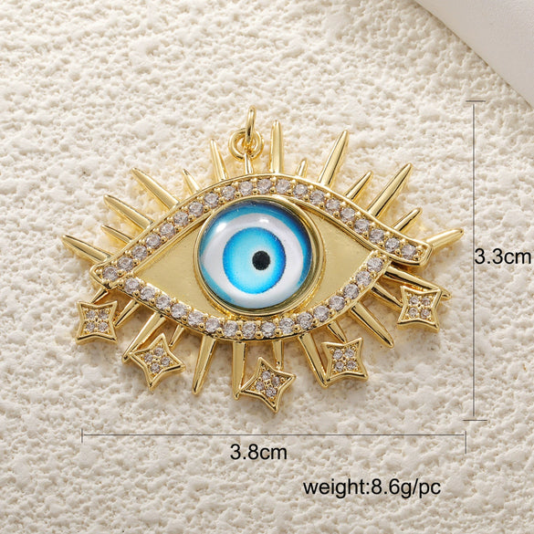 Copper Blue Eyes And Devil's Eye Inlay Jewelry Pendant And Bracelet Set