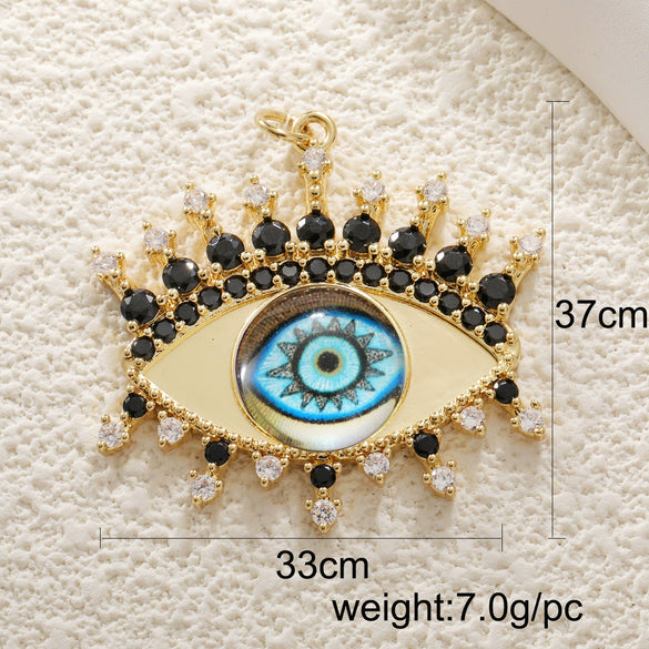 Copper Blue Eyes And Devil's Eye Inlay Jewelry Pendant And Bracelet Set