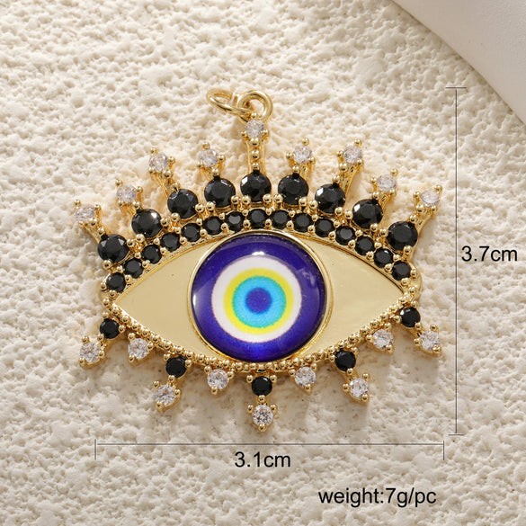 Copper Blue Eyes And Devil's Eye Inlay Jewelry Pendant And Bracelet Set