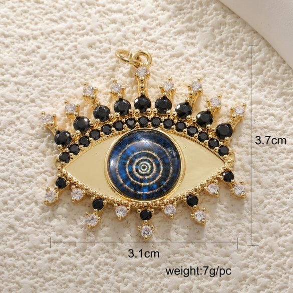 Copper Blue Eyes And Devil's Eye Inlay Jewelry Pendant And Bracelet Set