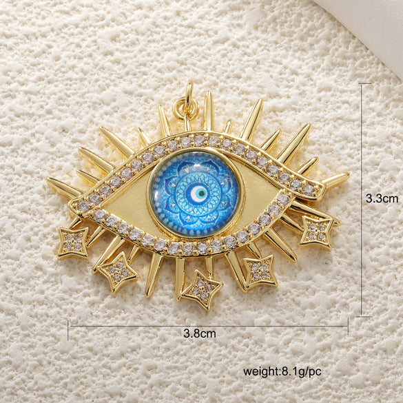 Copper Blue Eyes And Devil's Eye Inlay Jewelry Pendant And Bracelet Set