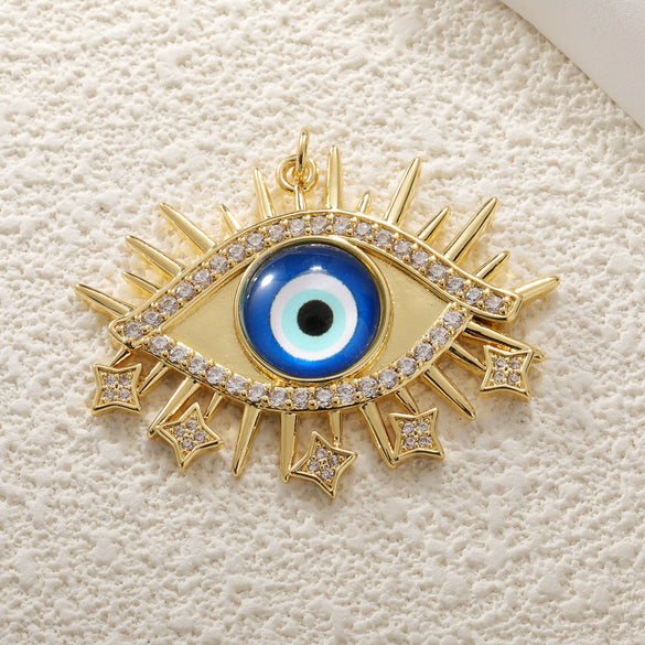 Copper Blue Eyes And Devil's Eye Inlay Jewelry Pendant And Bracelet Set