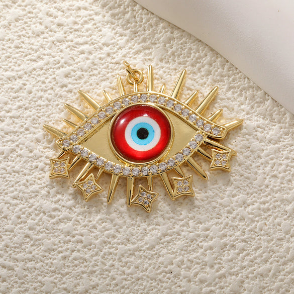 Copper Blue Eyes And Devil's Eye Inlay Jewelry Pendant And Bracelet Set