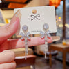 Copper Bow Earrings Inlaid Zircon Light Luxury Highend Elegant Niche Design