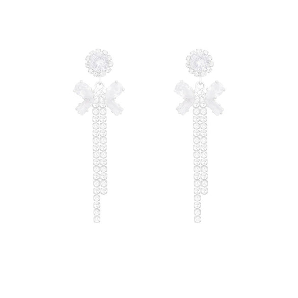 Copper Bow Earrings Inlaid Zircon Light Luxury Highend Elegant Niche Design