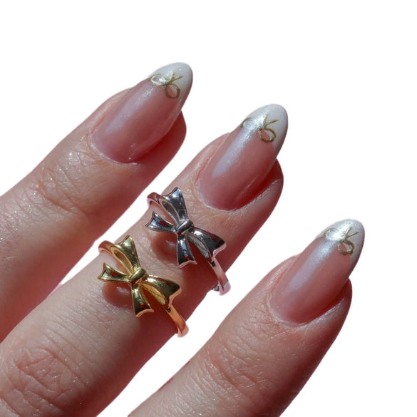 Copper Bow Painted Ring Earrings Electroplated