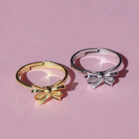 Copper Bow Painted Ring Earrings Electroplated