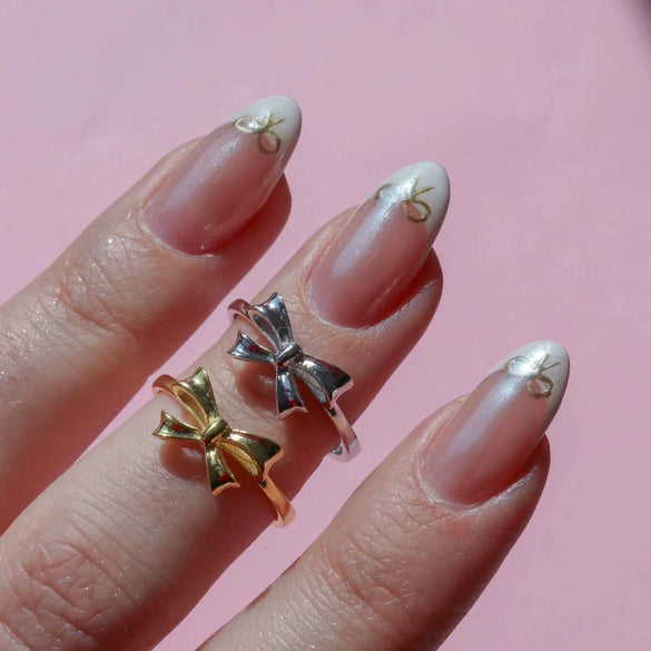 Copper Bow Painted Ring Earrings Electroplated