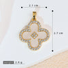 Copper Brushed Zircon Fourleaf Clover Flower Electroplated Necklace Pendant For Women