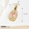Copper Burned Blue Enamel Gold Plated Flower Leaf Dripping Oil Necklace Pendant