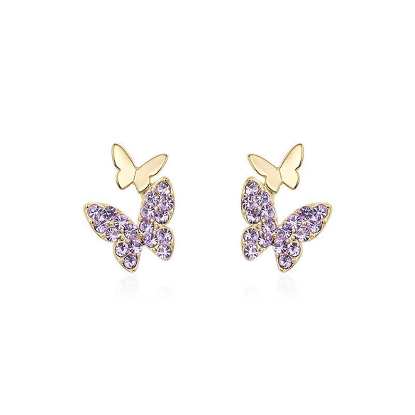 Copper Butterfly And Bow Ear Studs