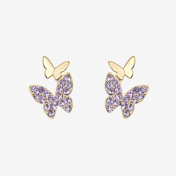 Copper Butterfly And Bow Ear Studs