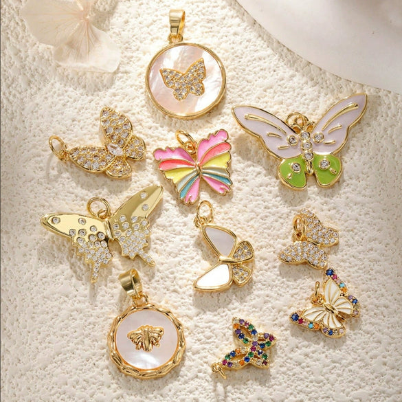Copper Butterfly Bee Dragonfly Turtle Dripping Oil Zircon Color Preservation Diy Jewelry Pendant Accessories