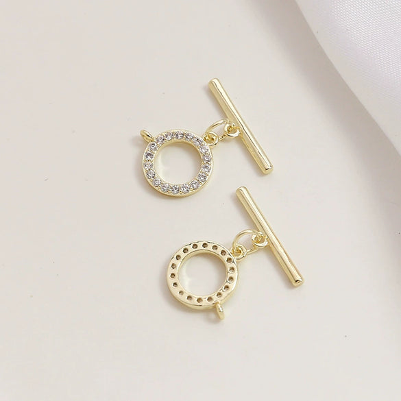 Copper Clad Gold Color Zirconium Handmade Jewelry Accessories Material For Belt Hanging Buckle Bracelet Necklace Earrings With Inlay Process