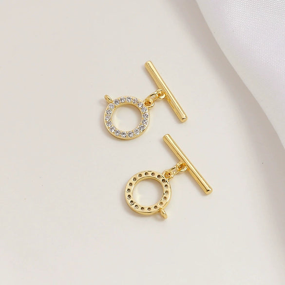 Copper Clad Gold Color Zirconium Handmade Jewelry Accessories Material For Belt Hanging Buckle Bracelet Necklace Earrings With Inlay Process