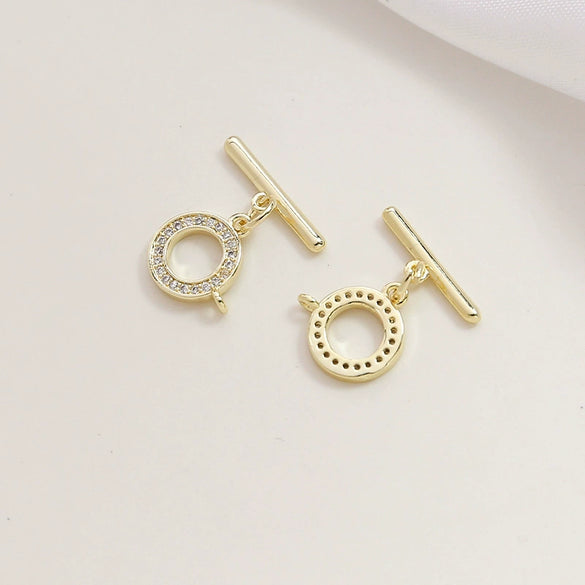 Copper Clad Gold Color Zirconium Handmade Jewelry Accessories Material For Belt Hanging Buckle Bracelet Necklace Earrings With Inlay Process